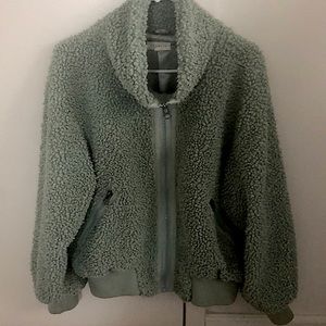 Sea foam teddy zip up